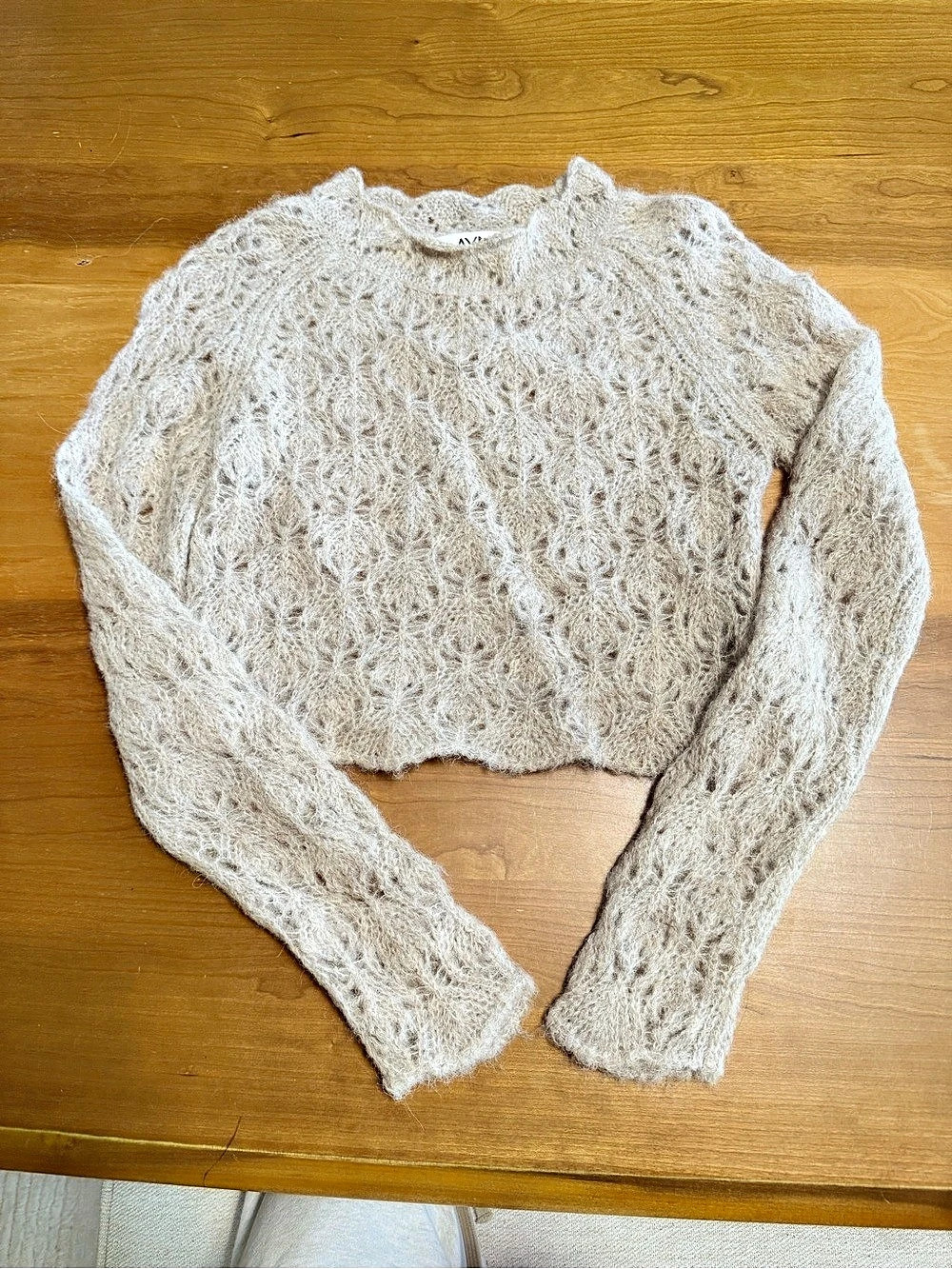 AYNI Fuzzy Crew Neck Sweater in Cream Like New
